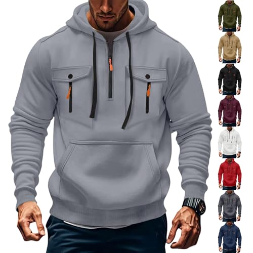 Hoodies for Men Athletic Outdoor Quarter Zip Hooded Sweatshirt with Pockets Plus Size Tactical Hoodie 2025