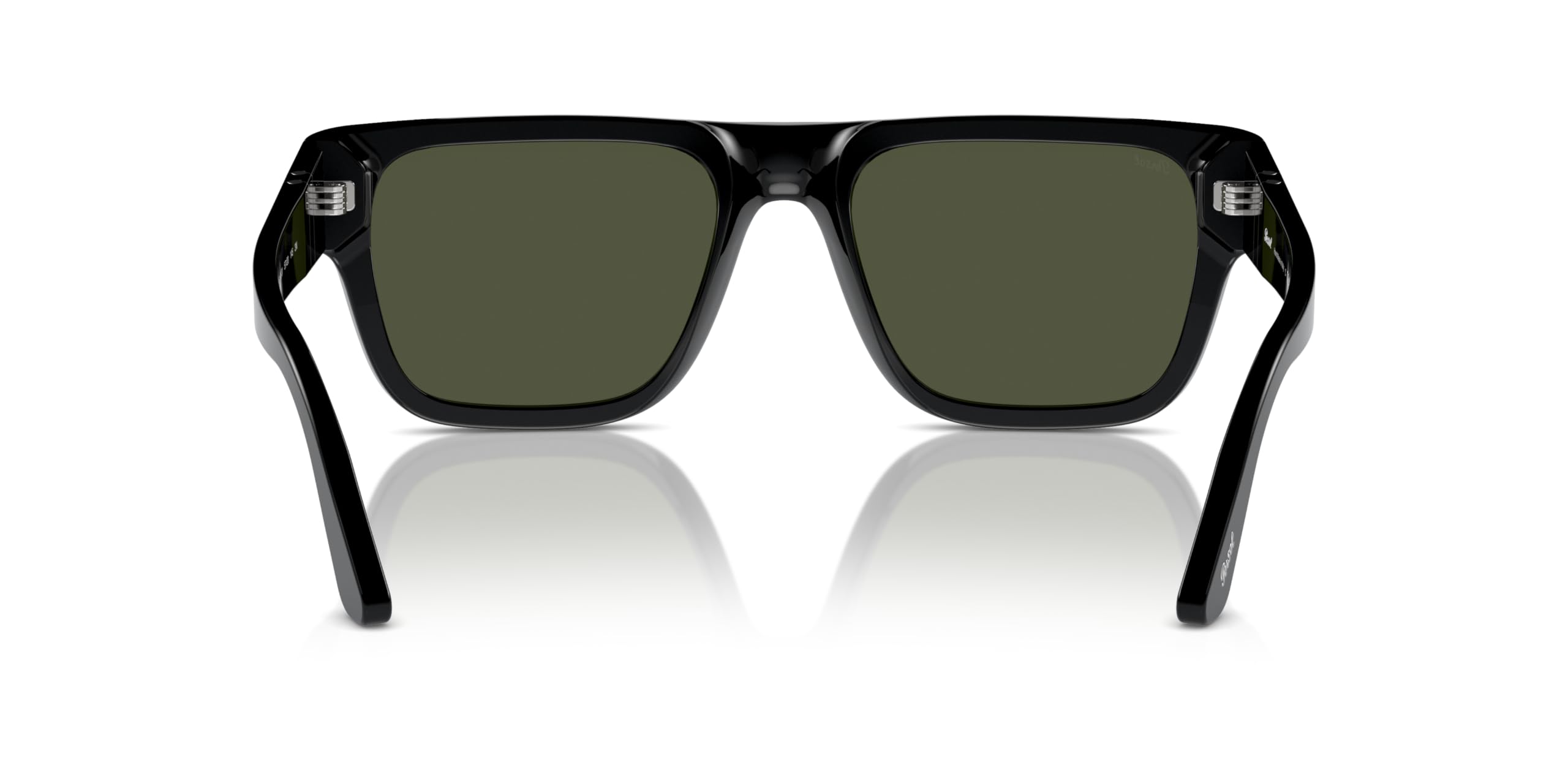 Persol Okulary przeciwsłoneczne unisex, czarne oprawki, zielone soczewki, 57 mm
