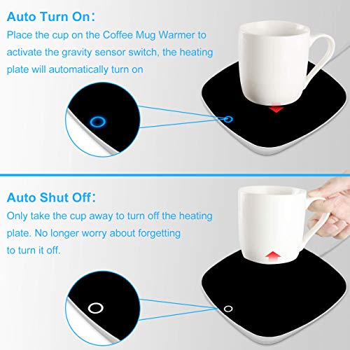 Evoio Coffee Cup Warmer, Coffee Warmer for Desk with Automatic Shut Off, Office Home Use Beverage Cup Warmer Plate for Coffee, Milk, Tea, Water, Christmas Birthday Gift, Black - Thumbnail 4