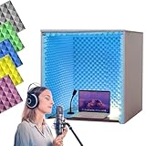 Vocal booth, Koubhyj Tragbare Gesangskabine, akustische Schaumstoffplatten, schalldichte Wandpaneele, schallabsorbierende Plattenbehandlung, für Home Office Studio(60x60x60cm/Blau)