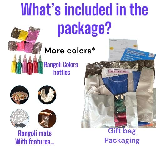 Riddhi Rangoli Making Tools Kit - Waterproof Templates (16, 11 inches) Reusable Designer Stencils for Home Pooja Diwali Decoration with Color Bottles (Included)