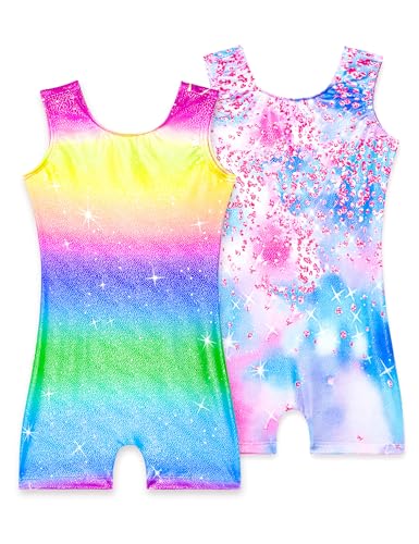 Image of 2 Pack Leotard for Girls Gymnastics Sparkly Sleeveless Unitards