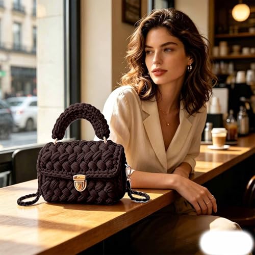 Bolso de crochet para mujer con correa desmontable miniatura 2