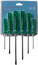 Conjunto Jogo 6 Chaves Phillips E Fenda Com Ponta Imantada Revestimento Níquel Em Aço Carbono