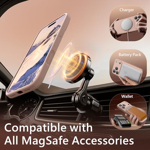 Image of FireNova Magnetic for iPhone 17 Pro Case, Compatible with MagSafe, [Integrated Silicone Camera Control Button] [Camera Protection] Anti-Scratch Microfiber Lining Phone Case, 6.3 inch, Pinksand