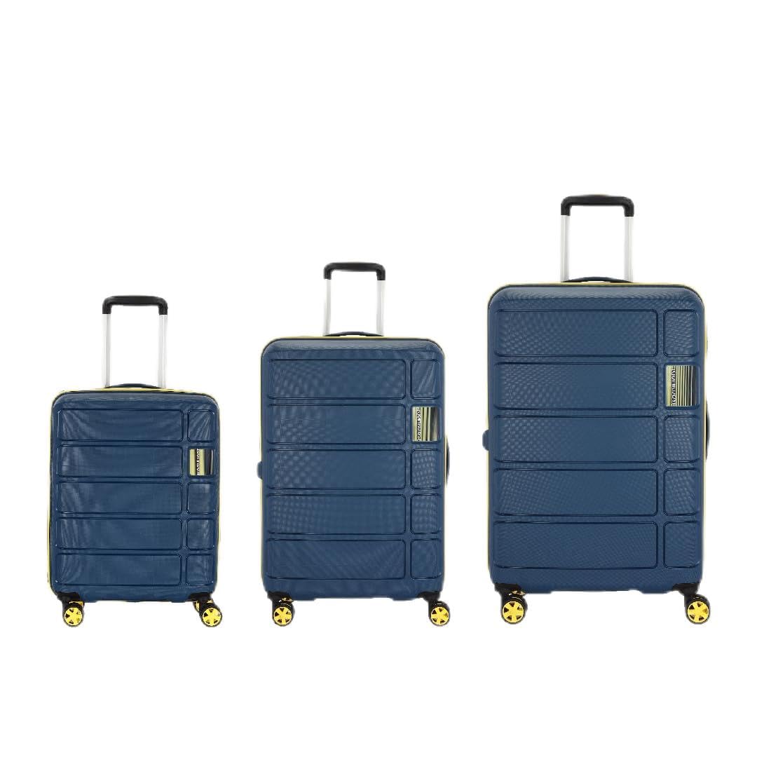 by American Tourister 3 Pc Harrier Zing Set 56 Cms,68 Cms&78 Cms- Small,Medium&Large Polypropylene(Pp) Hardside 8 Wheels Spinner Luggage Set/Trolley Bag Set(Navy),52 cms,32 cms