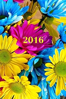 Paperback 2016: Kalender/Dato bog: 1 uge p? 2 sider, Format 6" x 9" (15,2 cm x 22,9 cm), D?kke Blomster [Danish] Book