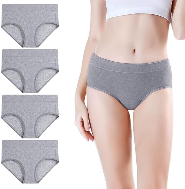 Image of DIVING DEEP Women's Cotton Underwear, Mid Waist Full Coverage Underpants, Post Partum Briefs Panties for Women Multipack-4