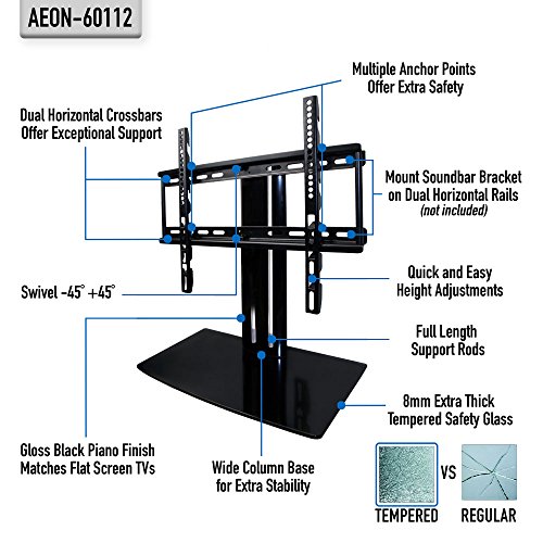 Aeon Stands and Mounts Small TV Stand with Swivel and Height Adjustment