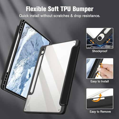Image of ProElite Cover for Samsung Galaxy Tab S10 Lite 10.9 inch / Tab S9 FE 10.9 inch /Tab S10 FE /Tab S9 11 inch Cover Case, Smart Flip Case Cover with S Pen Holder, Haze Blue [Transparent Back]
