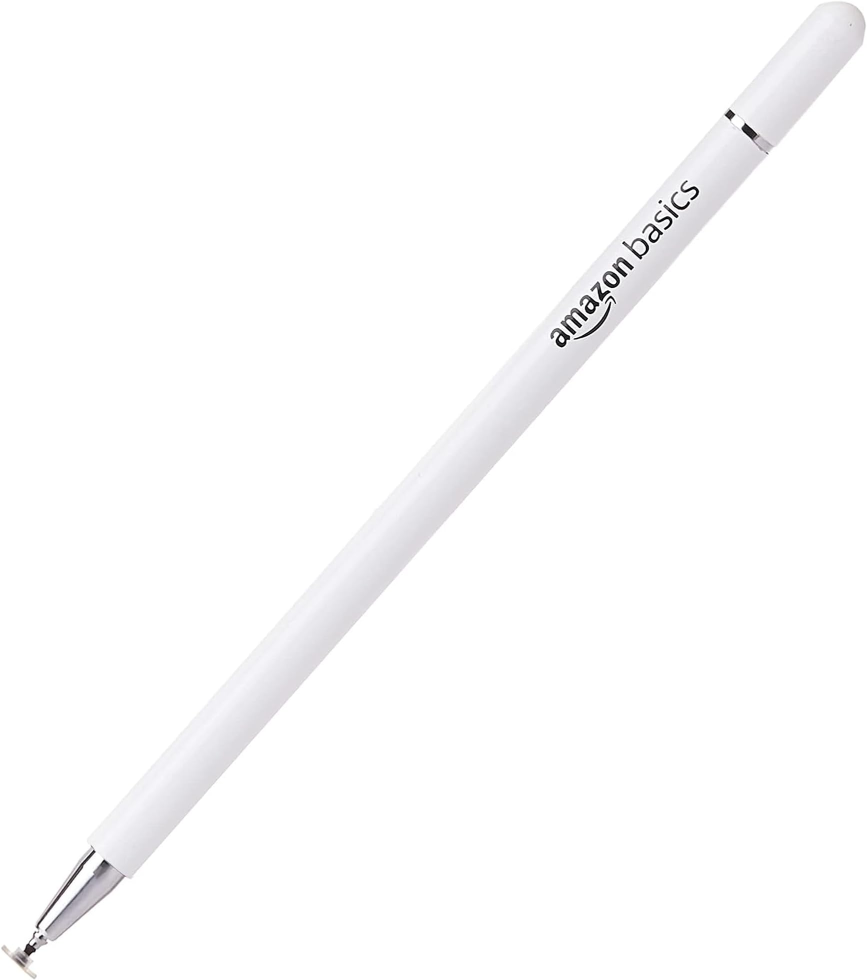 Amazon Basics Capacitive Stylus Pen for iOS and Android Touchscreen Devices, Fine Point Disc Tip, Lightweight Metal Body with Magnetic Cover, (White)