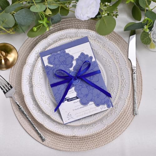 Image of Double Face Cobalt Blue Satin Ribbon 1 /4 inch X 50 Yards Polyester Cobalt Blue Ribbon for Gift Wrapping Very Suitable for Weddings Party Hair Bow Invitation Decorations and More