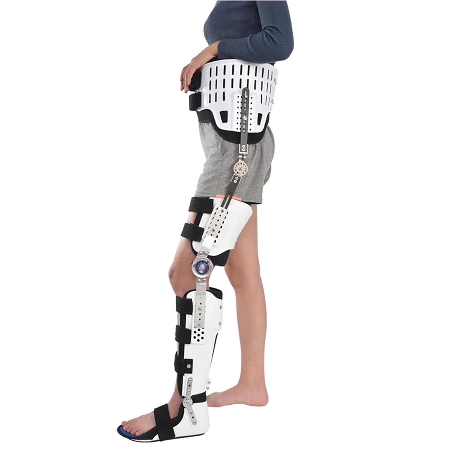Hip Knee Ankle Foot Orthosis/Knee Support Brace with Walking Boots for Leg Fracture, Lower Limb Paralysis, Hip Walking Fixed,Right