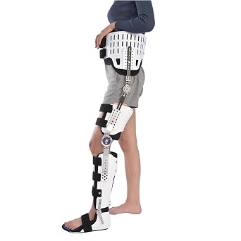 Hip Knee Ankle Foot Orthosis/Knee Support Brace with Walking Boots for Leg Fracture, Lower Limb Paralysis, Hip Walking Fixed,Left