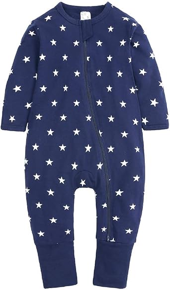 Kids Tales 2 Pack Baby Double Zip Romper Infant Boys Girls Footed Cotton Bodysuit PJS 1 Piece Graphic Pajamas Playsuit