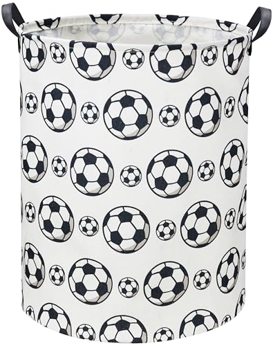 Image of Kids Laundry Basket Soccer Hamper for Nursery Hamper Cute Kids Storage Bin Organizer Room Decor for Home(Black soccer)