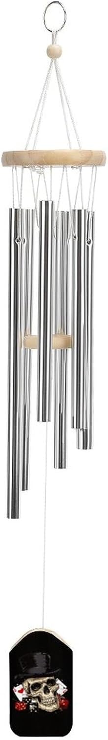 Skull Poker Wooden Wind Chimes Deep Tone Memorial Windchime for Outside Garden Home Decoration