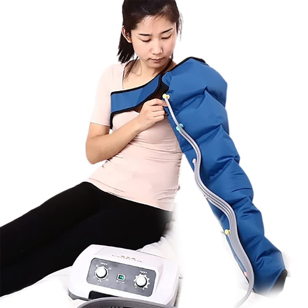 Massaggiatore Compressione D'Aria Per Vitelli,Elettrico Pressoterapia Per Casa Massagg Per Braccio Vita Gambe,6 Camere D'Aria Pressoterapia Linfodrenaggio Con Funzione Cronome(Color:2 Arm And Machine)