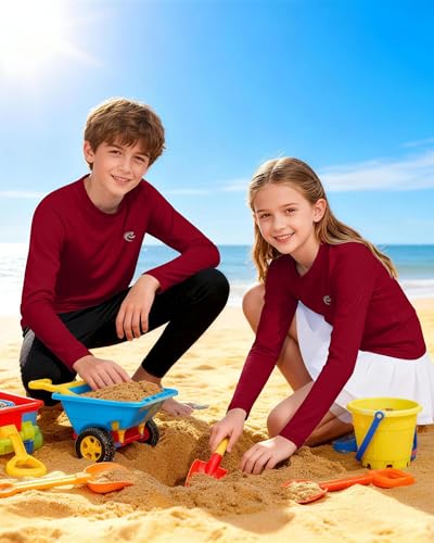 Image of Boys UPF 50+ Swim Shirt Long Sleeve, 1 or 2 Pack Rash Guard Tops