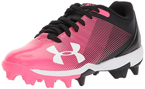 Under Armour Boys' Leadoff Low Jr. RM Baseball Shoe, Black (002)/Cerise, 5.5 M