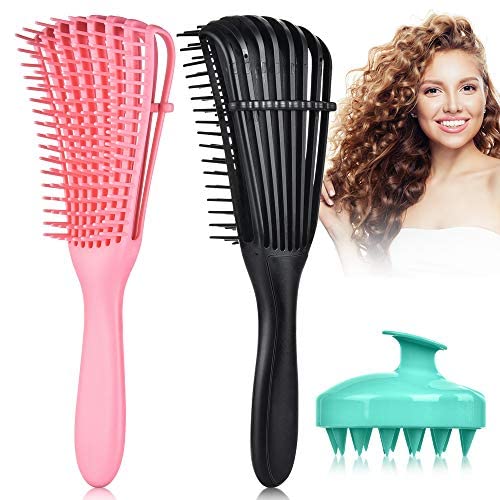 Buy 3 Pack Detangling Brush Set, Curly Hair Brush Detangler for Black Natural Hair, Scalp