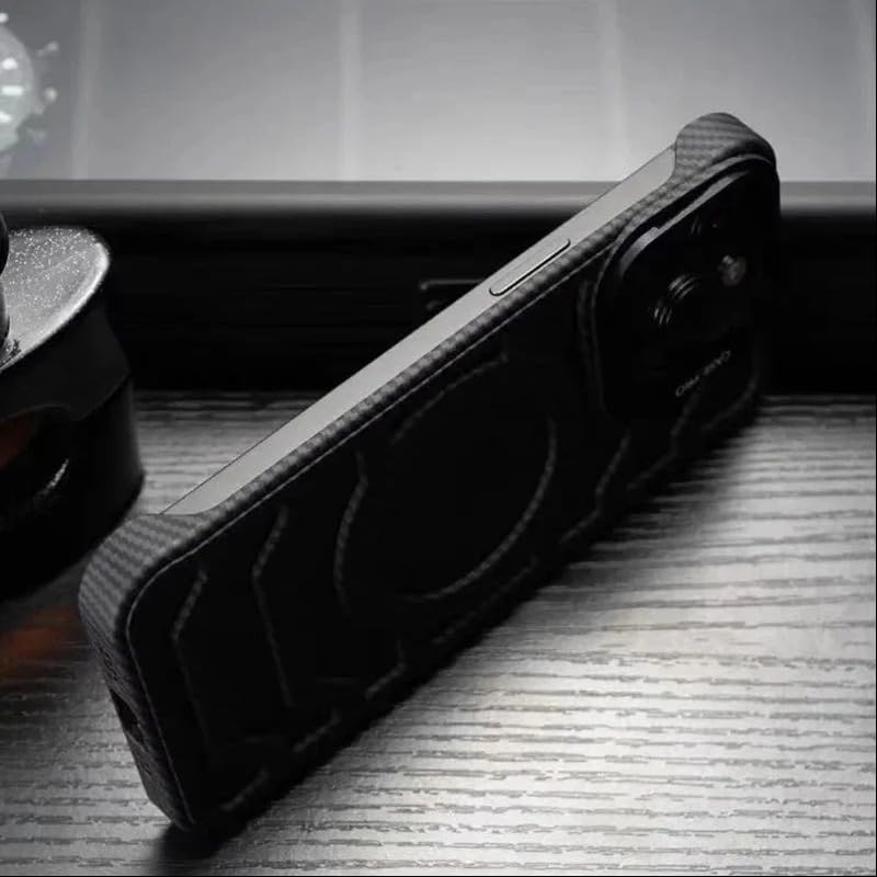 Image of MILLION CASES Back Cover Case for iPhone 14 Pro Shockproof Protective Resilient Carbon Fiber Bracket Case for Men & Boys(Black)