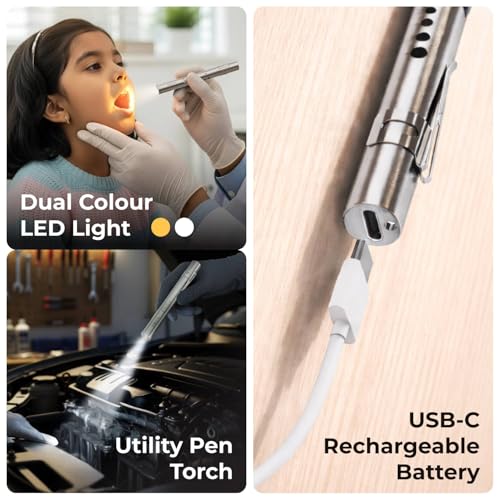 Image of Xech Rechargeable Pen Torch | Dual Light (White & Warm LEDs) | USB-C Fast Charging | Stainless Steel Pocket Flashlight for Home, Travel & Emergency Use | Bulk Corporate Gifts (TorchX)