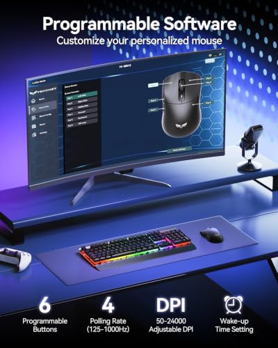 TECKNET Wireless Gaming Mouse, 53g Lightweight, 1000Hz Polling Rate, Black - image 5