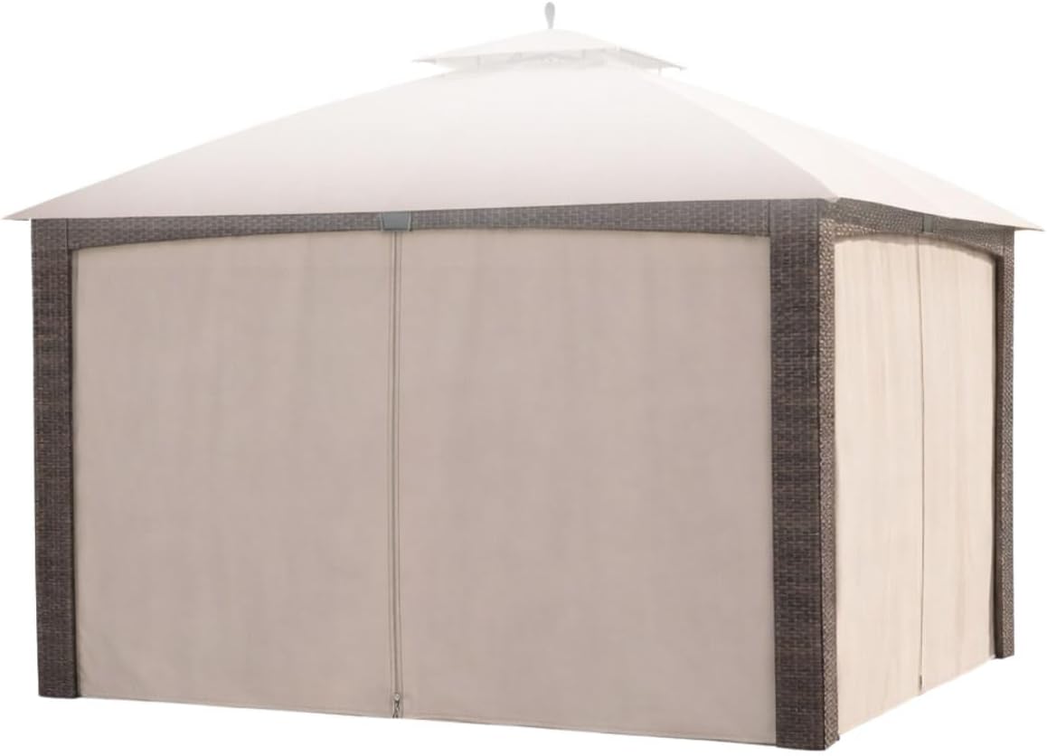 Garden Winds Durable 350 Replacement Privacy Curtain Set Compatible with Augusta 10’ x 12’ Gazebo Model L-GZ1190PST – Beige