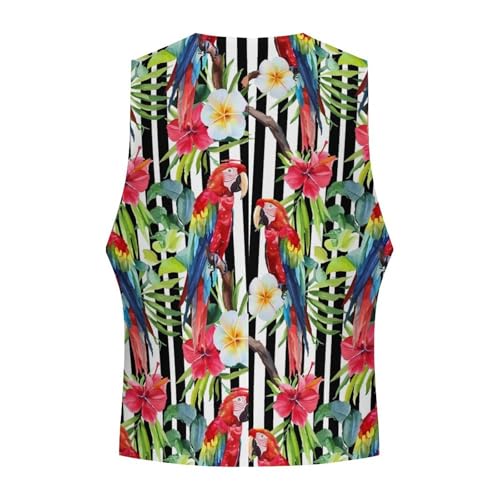 Macaw Parrot Flowers Novelty Men's Suit Vest Casual Formal Dress Vests Business Waistcoat4