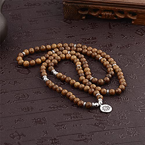 Perles de prière bouddhistes authentiques en bois de santal marron de qualité supérieure