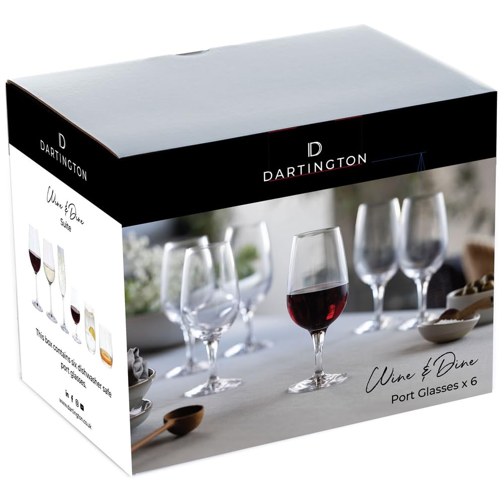 Dartington Crystal Wine & Dine Port Glasses Set of 6 190ml 15cm Dishwasher Safe