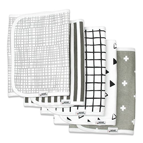 Burp Cloths for Boys & Girls by Matimati Baby, Extra Large 21”x10” & Super Absorbent Burp Cloth Set of 5, Keep Baby’s & Parent’s Clothes Dry, Excellent Gift “Monochrome