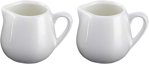 LATRAT 2 mini brocca per latte in ceramica bianca con manico, piccola...