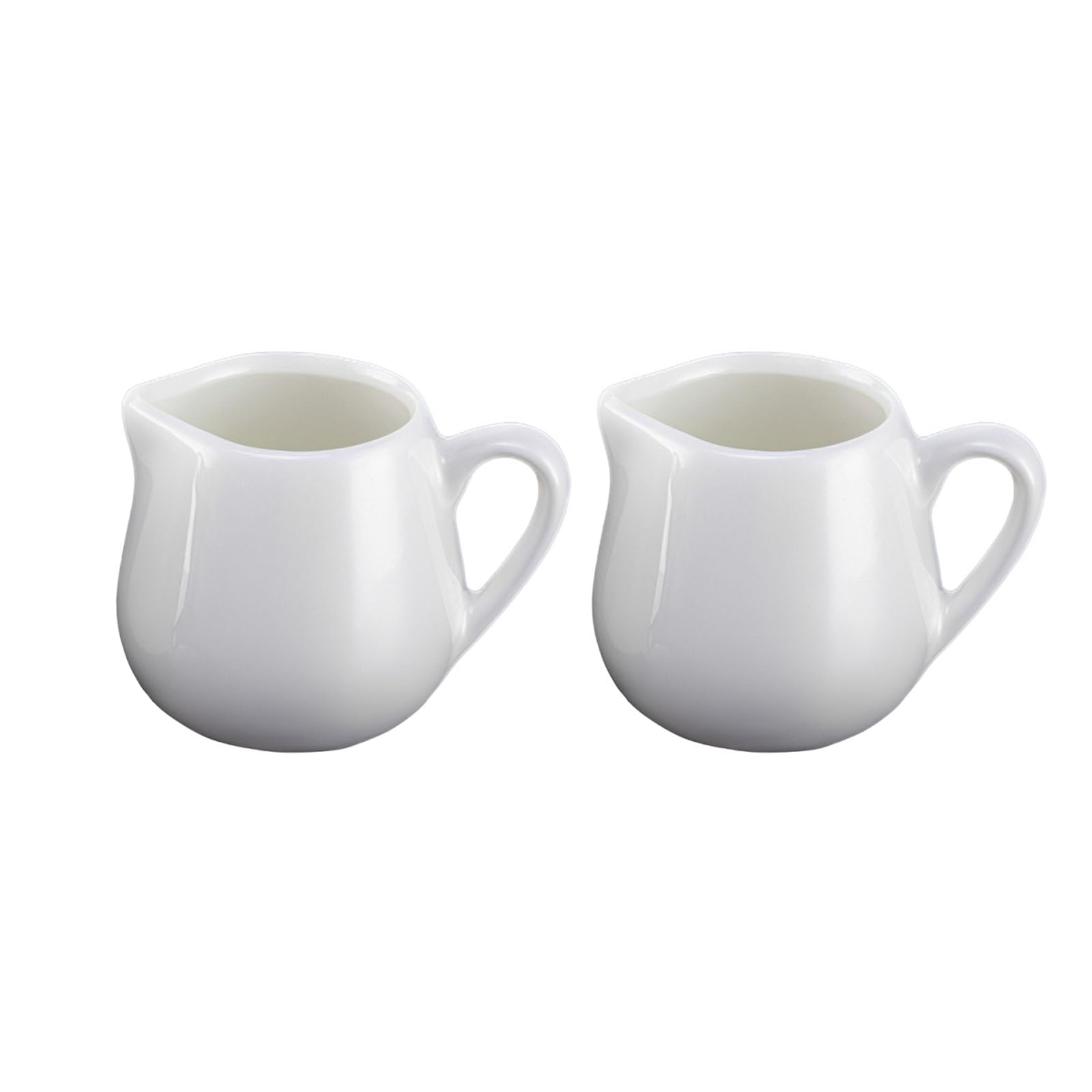 LATRAT 2 Stück Mini Weiße Keramik Milchkännchen mit Griff Kleine Kaffee Milch Milchkännchen Krug Küchensauce Tasse, Kleiner Kaffee Milch Milchkännchen Krug (100ml)