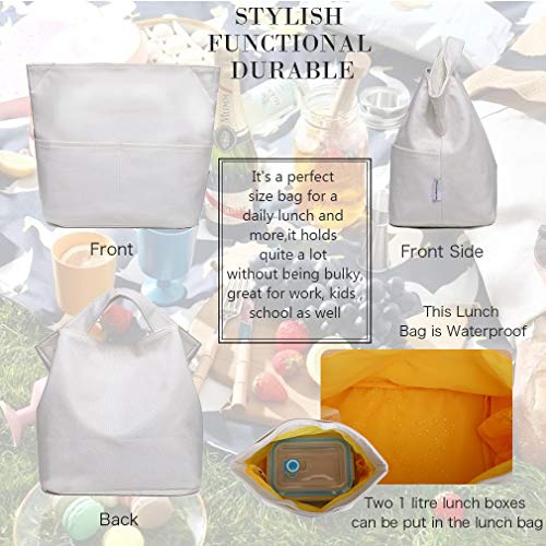 Nol Natural Organic Lifestyle Reusable Lunch Bag For Women Girls Small Top Hidden Handle Waterproof Oiled Cotton Tote Bag White #TOP4