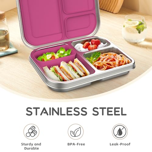 BOSEDSANG Stainless Steel 3-Compartment Bento Box