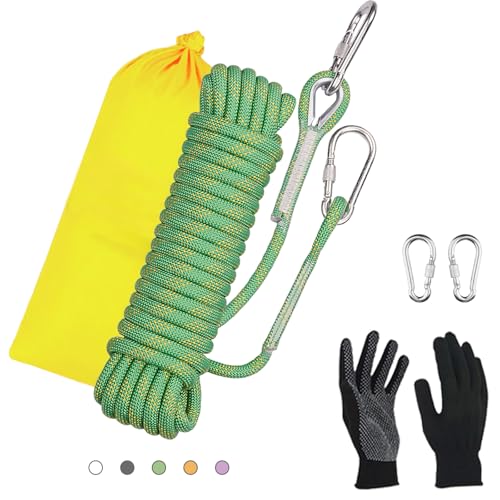 DELLNA 8mm Static Climbing Rope - Heavy Duty Climbing Rope for Rock Climbing, Tree Climbing Gear, Arborist Rope, and Camping Rope, High-Tensile Strength - 10m (32ft), 20m (64ft), 30m (96ft) - Green