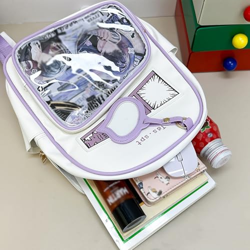 Ita Bag Anime Backpack for Kids Japanese School Bag with Pin Display Insert for Students Bookbag (Purple)3
