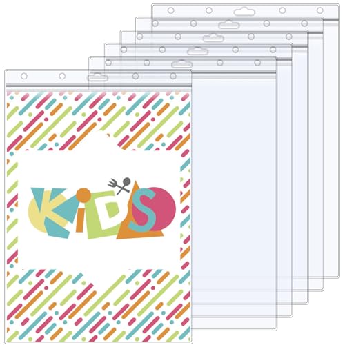 6 Pack 8.5 x 11 Resealable Zip Sheet Protectors Waterproof Clear Rigid Plastic Sleeves for Documents Photos Certificates and Wall Sign Displays Heavy Duty Page Protectors