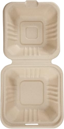 Miniatura 22 de KARAT EARTH Clamshell - Recipientes de alimentos para llevar [9 x 9 pulgadas, 200 unidades] 3 compartimentos Contenedores compostables