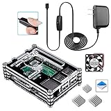 Smraza Raspberry Pi 3 B+ Case with Fan, 5V 3A Power Supply and 3 Heat Sinks for Raspberry Pi 3 Model B+ (B Plus), 3B, 2B