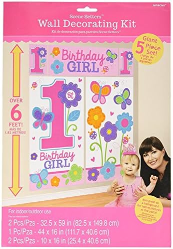 Wall Decorating Kit | 1st Birthday | Girl | Flowers and Butterflies Collection image 3