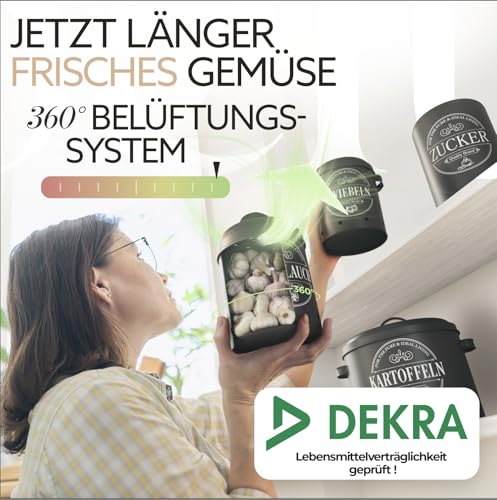 IDEALTASTIC® Premium Kartoffel Aufbewahrungsbox [3 Stück] I Vielseitiges Kartoffeltopf Set mit 360° Belüftungssystem für mehr Frische I… – Ansicht 3