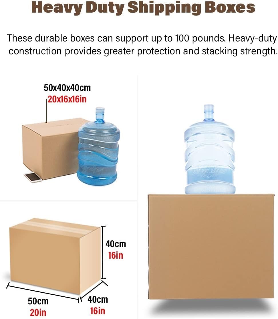 AviiSo Cajas Carton Mudanza Grandes con Asas, Caja de cartón de Doble Pared Resistente, 20x16x16 Pulgadas (Color : C, Size : 5-Pack)