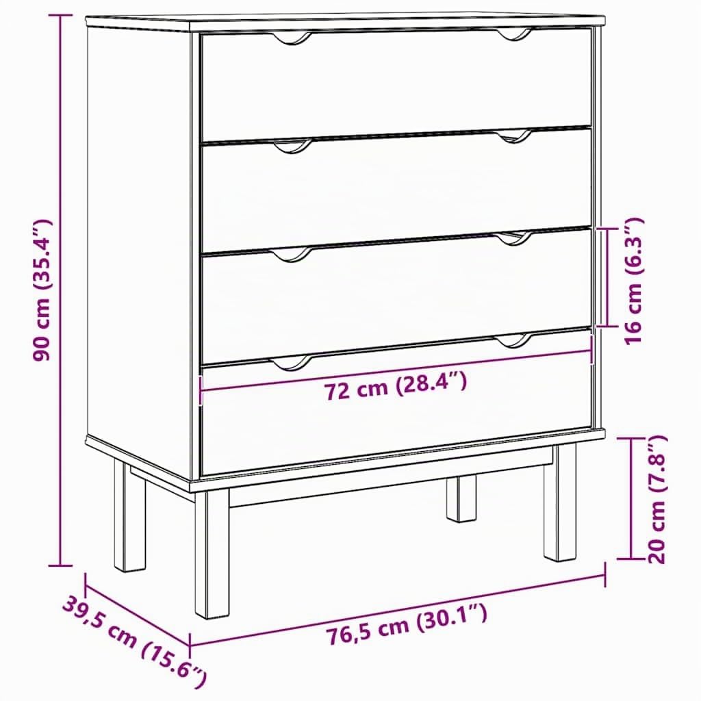 vidaXL Cómoda Cajonera Almacenamiento Organizador Mueble Dormitorio Cocina Salón Entrada Aparador Armario Decoración de Madera Maciza de Pino