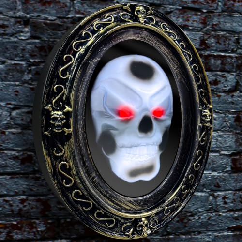 [ Motion Activated & Light Sensor Design ] Halloween Animatronic Talking Haunted Mirror with Creepy Sound and Light, Scary Halloween Decorations Indoor Wall Mounted Magic Mirror Horror Prop Decor