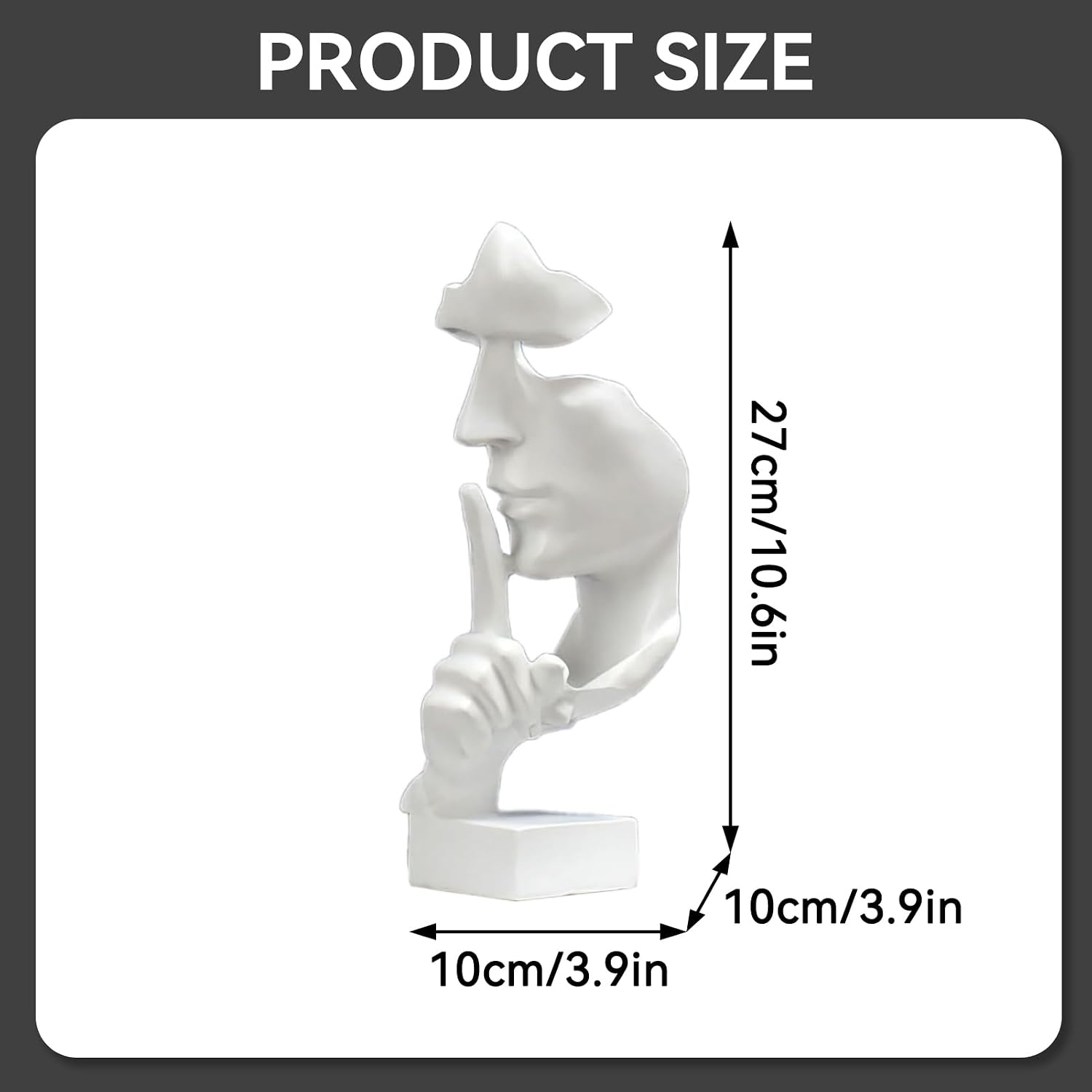 Thinker Statue, Resin Abstract Art Figurine Compact Silence Collectible Ornament Modern Home Decoration for Living Room Office Coffee Table Decor (White) image 2