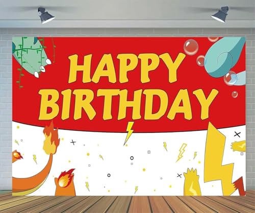 53ft Cartoon Monster Game Birthday Backdrop Magical Red and White Photography Backdrops Kids Party Supplies Happy Birthday Party Decorations