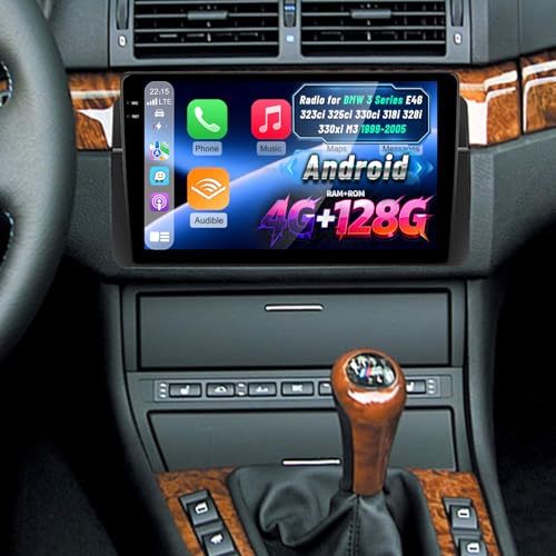 [4+128G] Android Radio for BMW 3 Series E46 323ci 325ci 330ci 318i 328i 330xi M3 1999-2005: NHOPEEW 9 inch IPS Incell Touchscreen E46 Carplay Radio - WiFi, GPS, BT5.0, Custom Homepage + Backup Camera